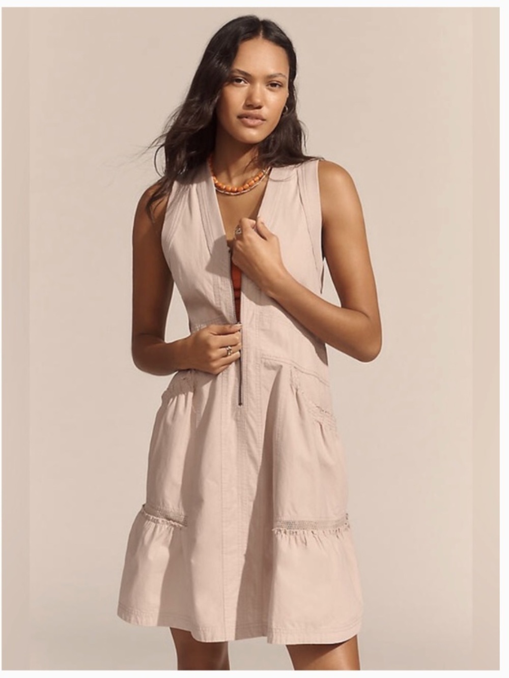 Daily Practice Anthropologie Cotton Trek Utility Mini Dress Muted Rose Size M